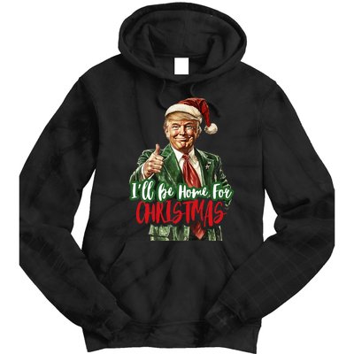 ILl Be Home For Christmas Santa Trump Xmas Pajamas Funny Tie Dye Hoodie