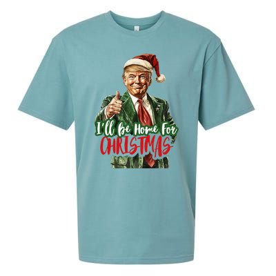 ILl Be Home For Christmas Santa Trump Xmas Pajamas Funny Sueded Cloud Jersey T-Shirt