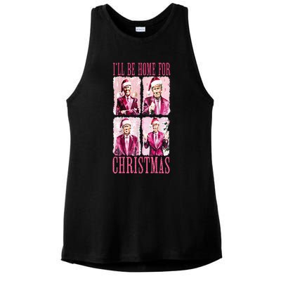 ILl Be Home For Christmas Santa Funny Xmas Trump Pajamas Ladies PosiCharge Tri-Blend Wicking Tank