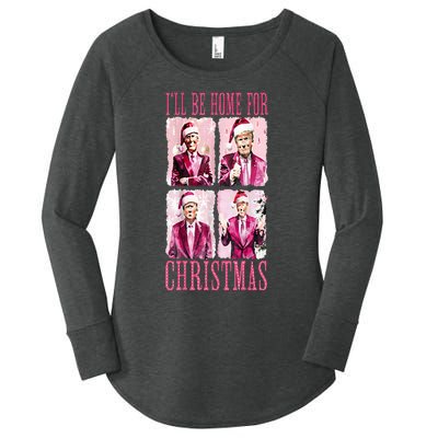 ILl Be Home For Christmas Santa Funny Xmas Trump Pajamas Women's Perfect Tri Tunic Long Sleeve Shirt