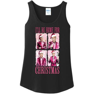 ILl Be Home For Christmas Santa Funny Xmas Trump Pajamas Ladies Essential Tank