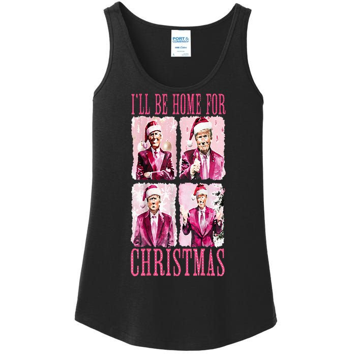 ILl Be Home For Christmas Santa Funny Xmas Trump Pajamas Ladies Essential Tank