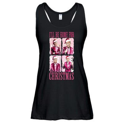 ILl Be Home For Christmas Santa Funny Xmas Trump Pajamas Ladies Essential Flowy Tank