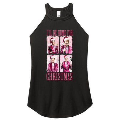 ILl Be Home For Christmas Santa Funny Xmas Trump Pajamas Women's Perfect Tri Rocker Tank