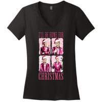 ILl Be Home For Christmas Santa Funny Xmas Trump Pajamas Women's V-Neck T-Shirt