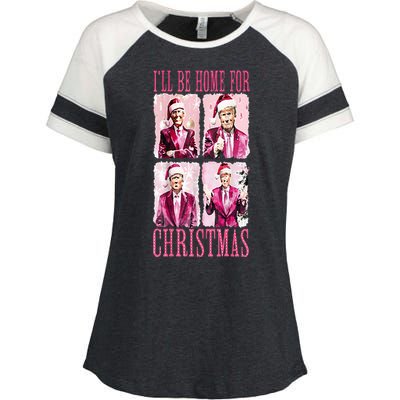 ILl Be Home For Christmas Santa Funny Xmas Trump Pajamas Enza Ladies Jersey Colorblock Tee