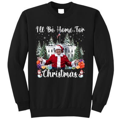 ILl Be Home For Christmas Funny Santa Claus Trump 2024 Long Sleeve Sweatshirt