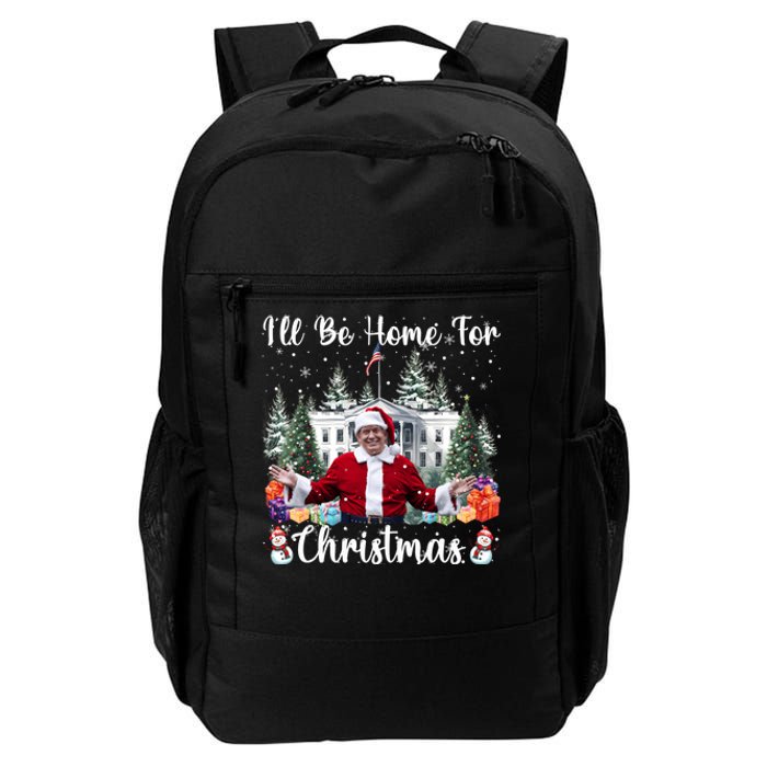 ILl Be Home For Christmas Funny Santa Claus Trump 2024 Long Sleeve Daily Commute Backpack