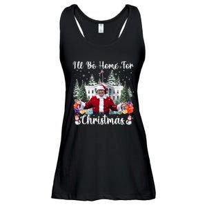 ILl Be Home For Christmas Funny Santa Claus Trump 2024 Long Sleeve Ladies Essential Flowy Tank