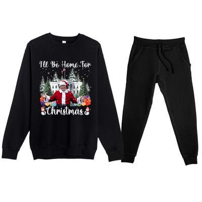 ILl Be Home For Christmas Funny Santa Claus Trump 2024 Long Sleeve Premium Crewneck Sweatsuit Set