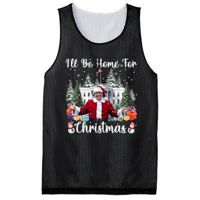 ILl Be Home For Christmas Funny Santa Claus Trump 2024 Long Sleeve Mesh Reversible Basketball Jersey Tank