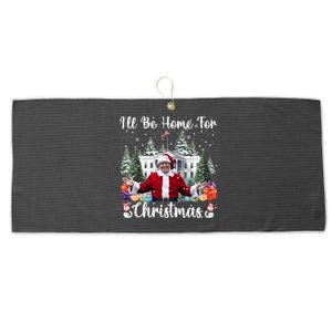 ILl Be Home For Christmas Funny Santa Claus Trump 2024 Long Sleeve Large Microfiber Waffle Golf Towel