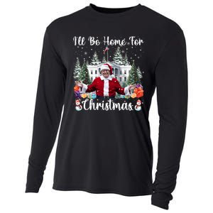 ILl Be Home For Christmas Funny Santa Claus Trump 2024 Long Sleeve Cooling Performance Long Sleeve Crew