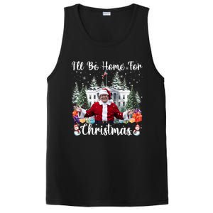 ILl Be Home For Christmas Funny Santa Claus Trump 2024 Long Sleeve PosiCharge Competitor Tank