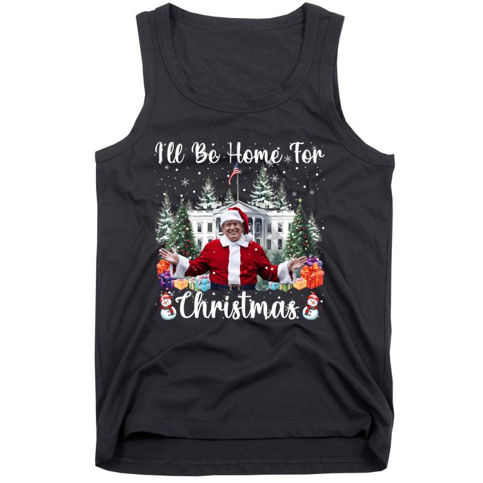 ILl Be Home For Christmas Funny Santa Claus Trump 2024 Long Sleeve Tank Top