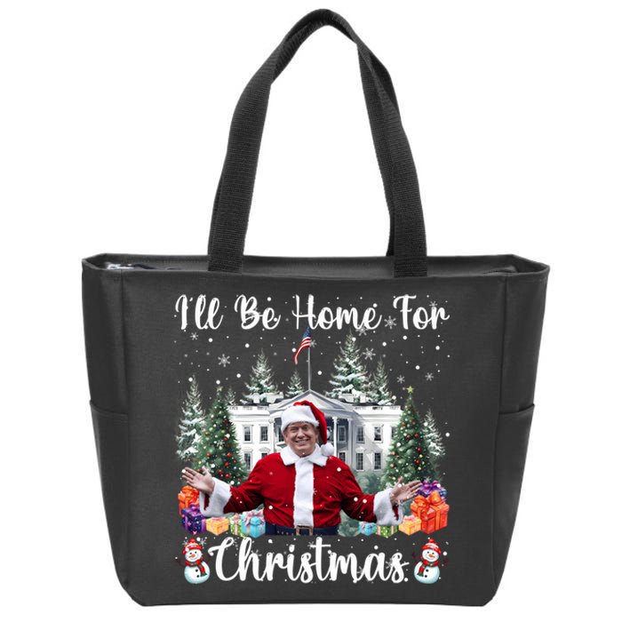 ILl Be Home For Christmas Funny Santa Claus Trump 2024 Long Sleeve Zip Tote Bag