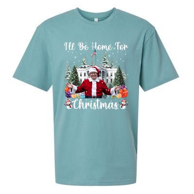 ILl Be Home For Christmas Funny Santa Claus Trump 2024 Long Sleeve Sueded Cloud Jersey T-Shirt