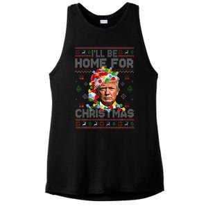 ILl Be Home For Christmas Funny Santa Trump Pajamas Ugly Ladies PosiCharge Tri-Blend Wicking Tank