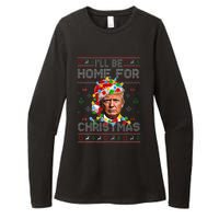 ILl Be Home For Christmas Funny Santa Trump Pajamas Ugly Womens CVC Long Sleeve Shirt