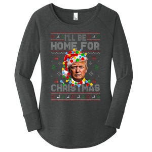 ILl Be Home For Christmas Funny Santa Trump Pajamas Ugly Women's Perfect Tri Tunic Long Sleeve Shirt