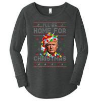 ILl Be Home For Christmas Funny Santa Trump Pajamas Ugly Women's Perfect Tri Tunic Long Sleeve Shirt