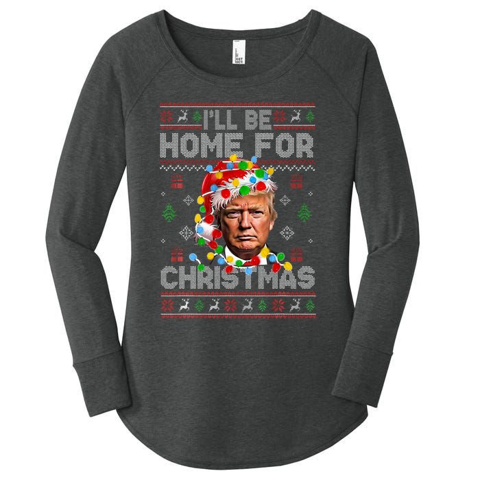 ILl Be Home For Christmas Funny Santa Trump Pajamas Ugly Women's Perfect Tri Tunic Long Sleeve Shirt