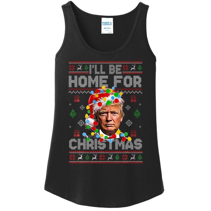 ILl Be Home For Christmas Funny Santa Trump Pajamas Ugly Ladies Essential Tank