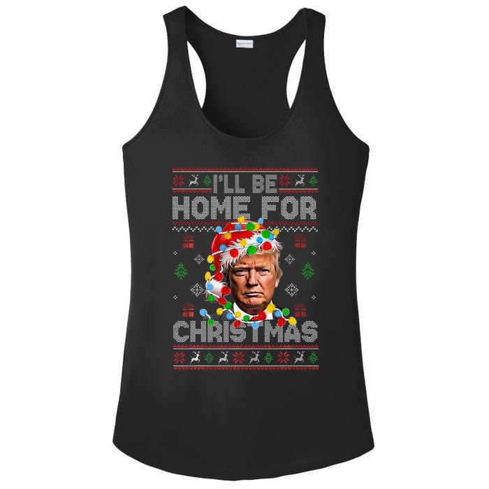 ILl Be Home For Christmas Funny Santa Trump Pajamas Ugly Ladies PosiCharge Competitor Racerback Tank