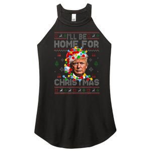 ILl Be Home For Christmas Funny Santa Trump Pajamas Ugly Women's Perfect Tri Rocker Tank