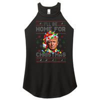 ILl Be Home For Christmas Funny Santa Trump Pajamas Ugly Women's Perfect Tri Rocker Tank