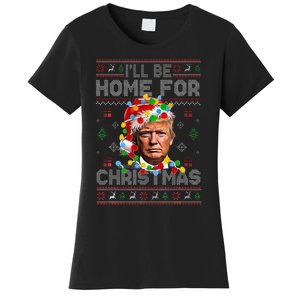 ILl Be Home For Christmas Funny Santa Trump Pajamas Ugly Women's T-Shirt