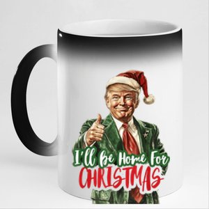 Ill Be Home For Christmas Santa Trump Xmas Pajamas Funny 11oz Black Color Changing Mug