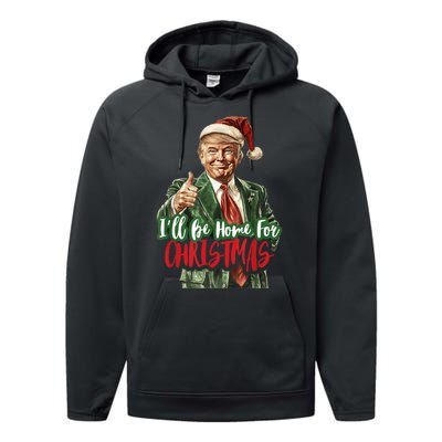 Ill Be Home For Christmas Santa Trump Xmas Pajamas Funny Performance Fleece Hoodie