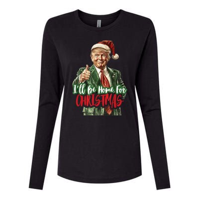 Ill Be Home For Christmas Santa Trump Xmas Pajamas Funny Womens Cotton Relaxed Long Sleeve T-Shirt