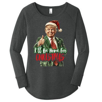 Ill Be Home For Christmas Santa Trump Xmas Pajamas Funny Women's Perfect Tri Tunic Long Sleeve Shirt