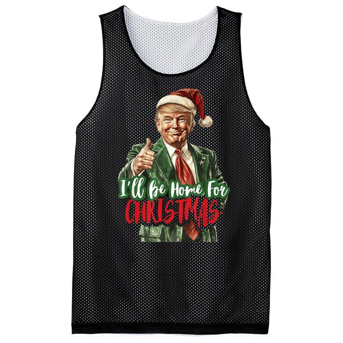 Ill Be Home For Christmas Santa Trump Xmas Pajamas Funny Mesh Reversible Basketball Jersey Tank