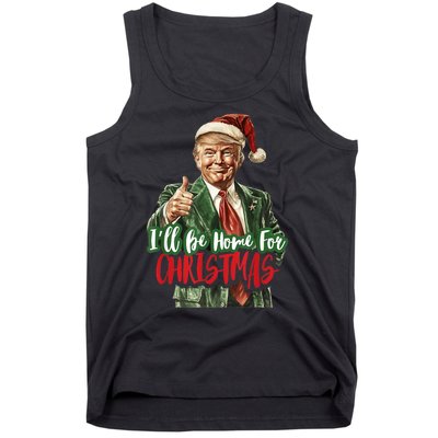 Ill Be Home For Christmas Santa Trump Xmas Pajamas Funny Tank Top