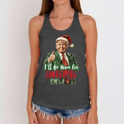 Ill Be Home For Christmas Santa Trump Xmas Pajamas Funny Women's Knotted Racerback Tank