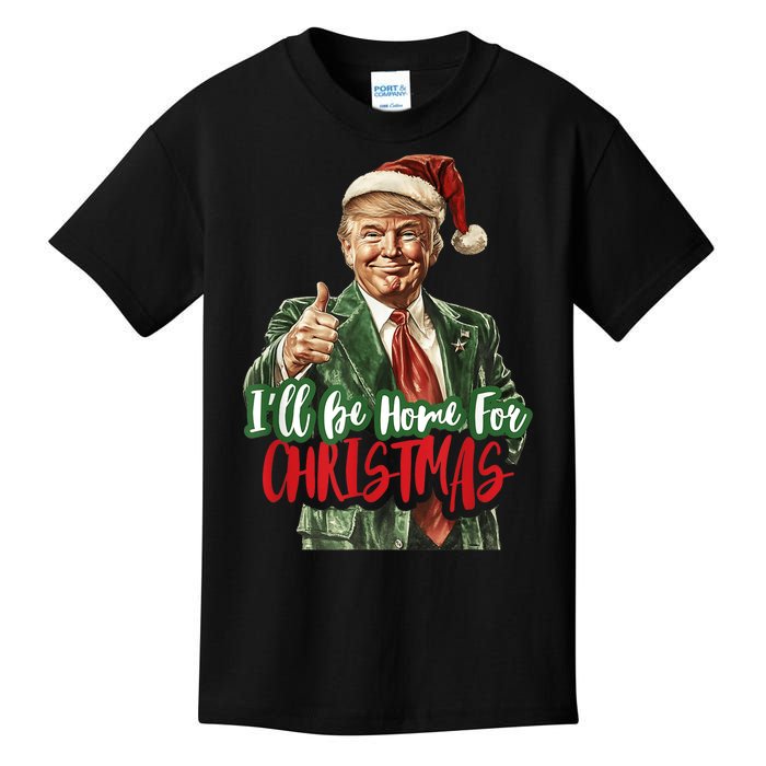 Ill Be Home For Christmas Santa Trump Xmas Pajamas Funny Kids T-Shirt