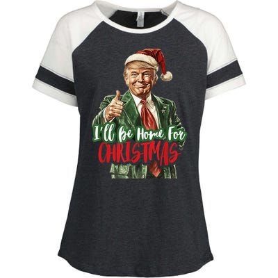 Ill Be Home For Christmas Santa Trump Xmas Pajamas Funny Enza Ladies Jersey Colorblock Tee