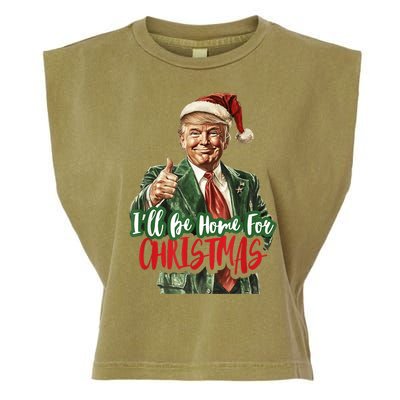 Ill Be Home For Christmas Santa Trump Xmas Pajamas Funny Garment-Dyed Women's Muscle Tee