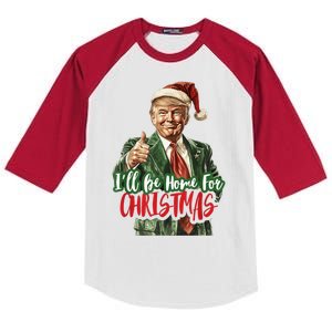 Ill Be Home For Christmas Santa Trump Xmas Pajamas Funny Kids Colorblock Raglan Jersey