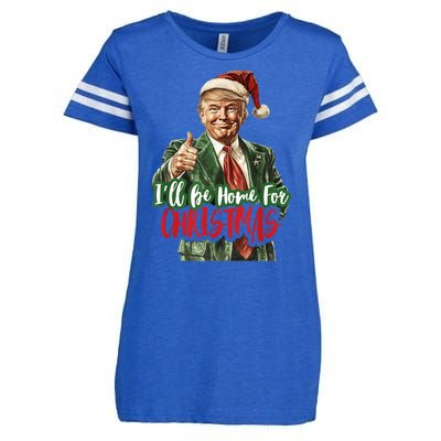 Ill Be Home For Christmas Santa Trump Xmas Pajamas Funny Enza Ladies Jersey Football T-Shirt