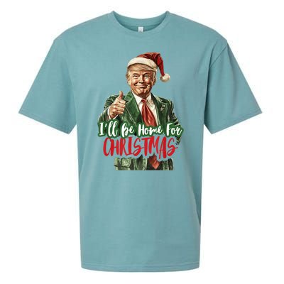 Ill Be Home For Christmas Santa Trump Xmas Pajamas Funny Sueded Cloud Jersey T-Shirt