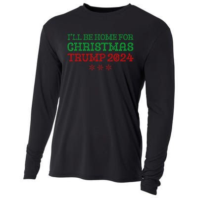 ILl Be Home For Christmas Trump 2024 Funny Trump President Cooling Performance Long Sleeve Crew