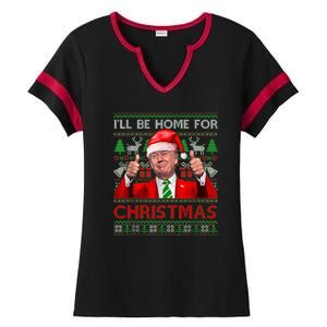 ILl Be Home For Christmas Santa Trump Xmas Pajamas Funny Ladies Halftime Notch Neck Tee