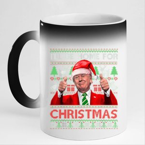 ILl Be Home For Christmas Santa Trump Xmas Pajamas Funny 11oz Black Color Changing Mug