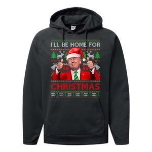 ILl Be Home For Christmas Santa Trump Xmas Pajamas Funny Performance Fleece Hoodie