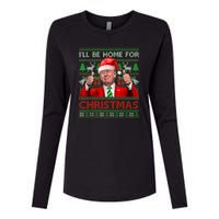 ILl Be Home For Christmas Santa Trump Xmas Pajamas Funny Womens Cotton Relaxed Long Sleeve T-Shirt