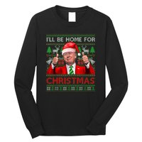 ILl Be Home For Christmas Santa Trump Xmas Pajamas Funny Long Sleeve Shirt